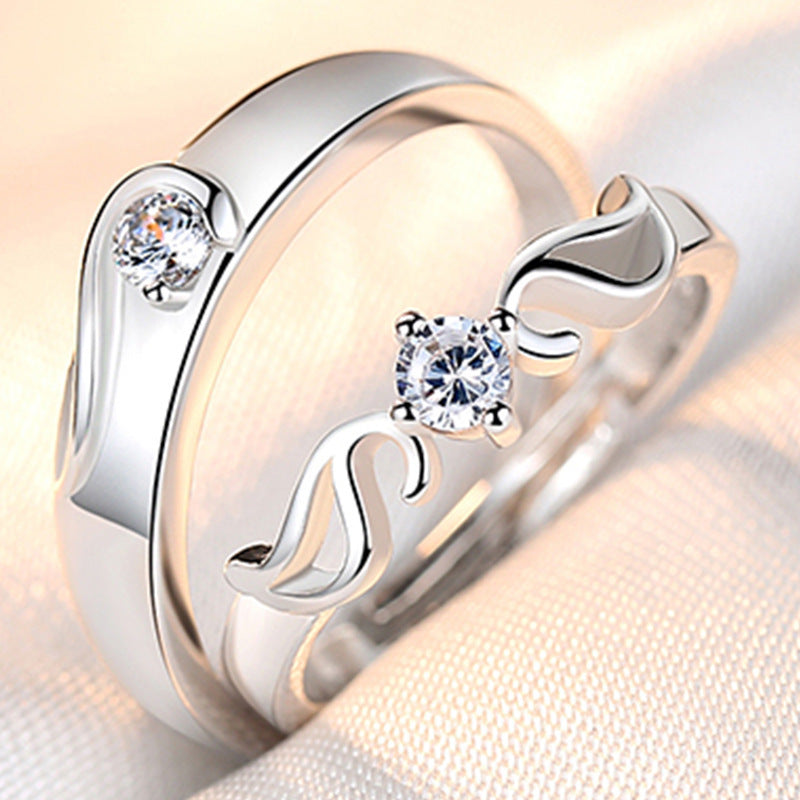 Jewelry Open Couple Female Korean Style Zircon Six Claw Rings