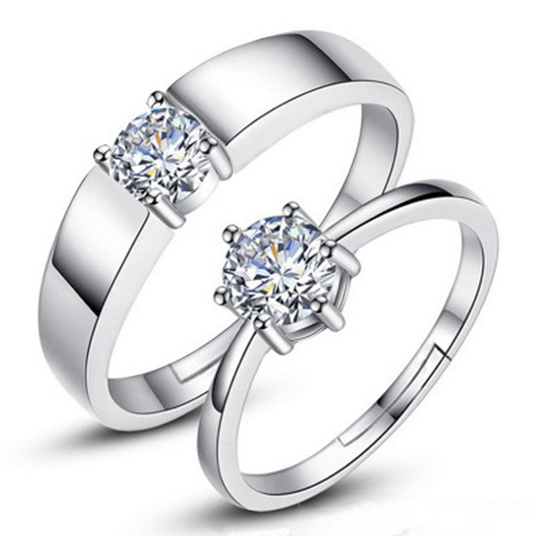 Jewelry Open Couple Female Korean Style Zircon Six Claw Rings