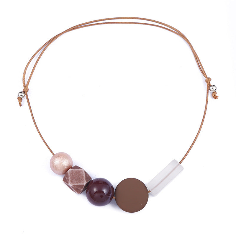 Women's Resin Beaded Geometric Design Fashion Simple Necklace