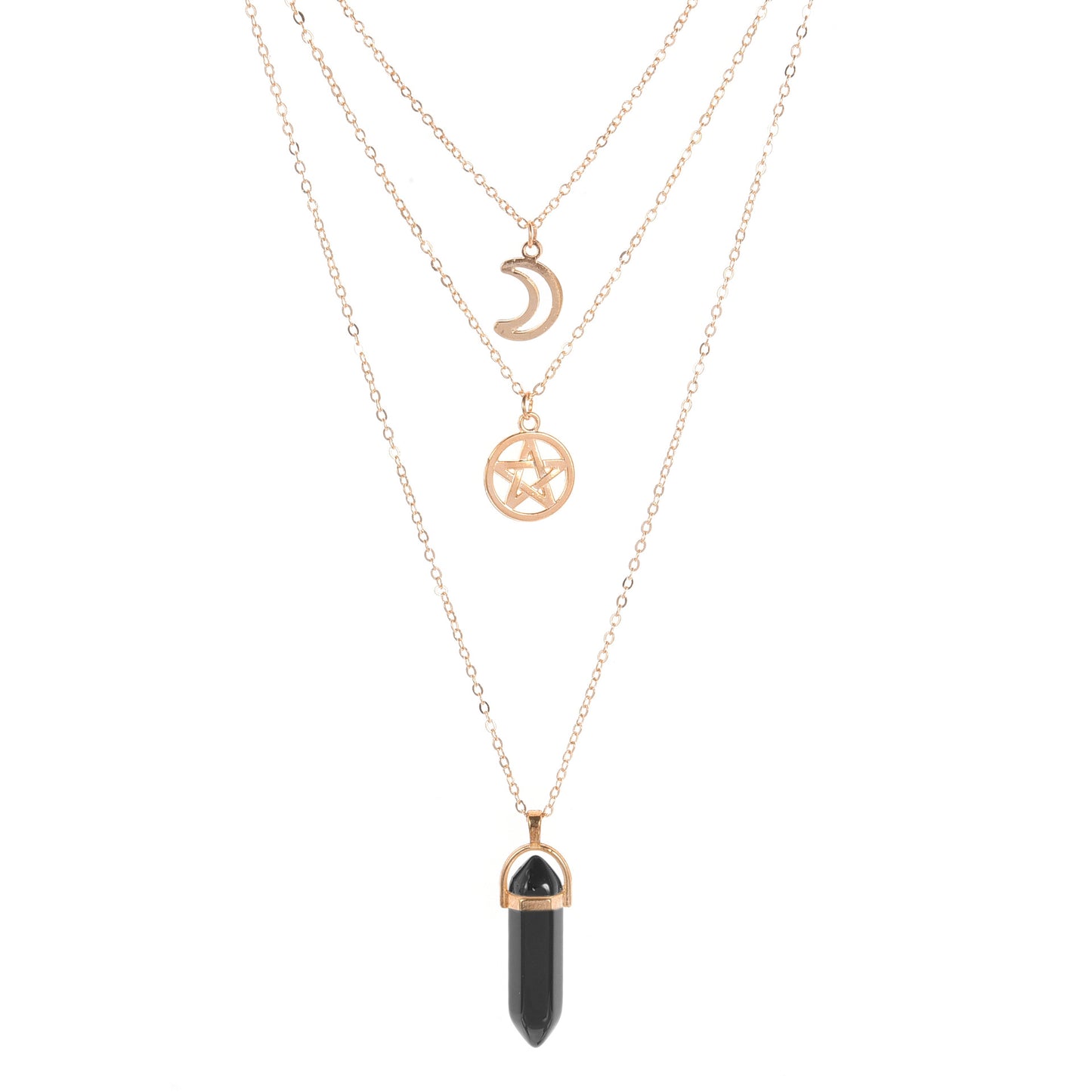 Women's Prism Agate Hollow Moon Five-pointed Star Necklaces