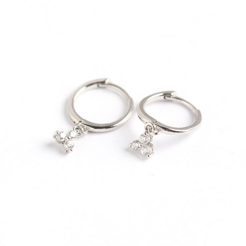 Women's Sterling Sier Style Rhinestone Light Luxury Temperament Three Earrings