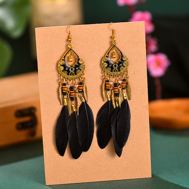 Color Retro Mid-length Feather Your Daisy Earrings