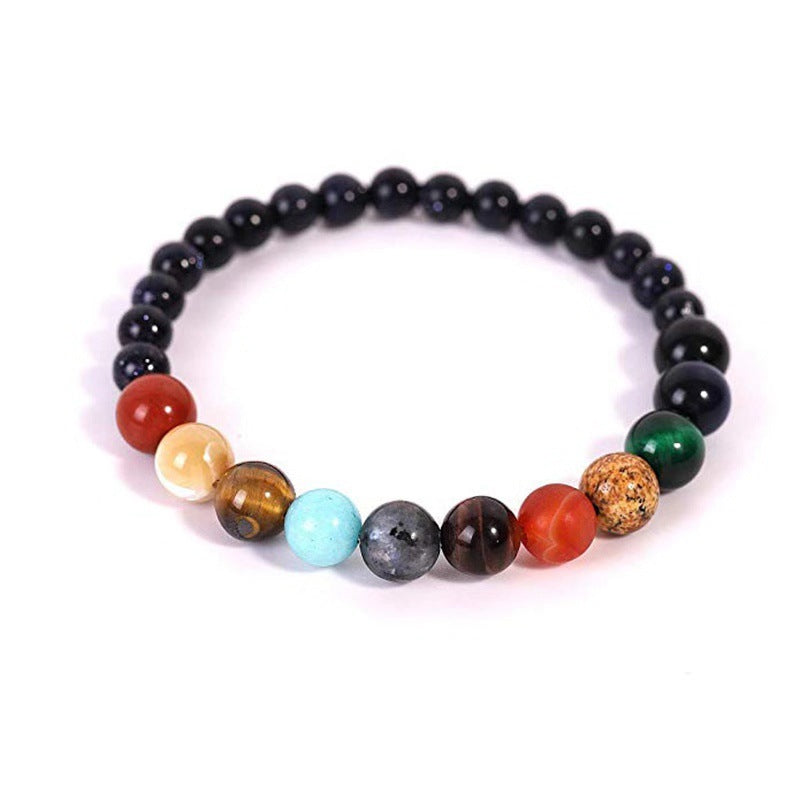 Spacer Blue Sand Black Frosted Beaded Bracelet