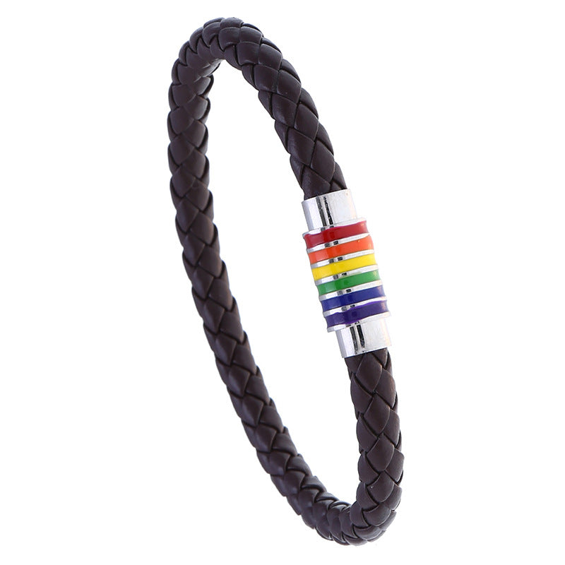 Woven Simple Colorful Rainbow Magnetic Buckle Bracelets