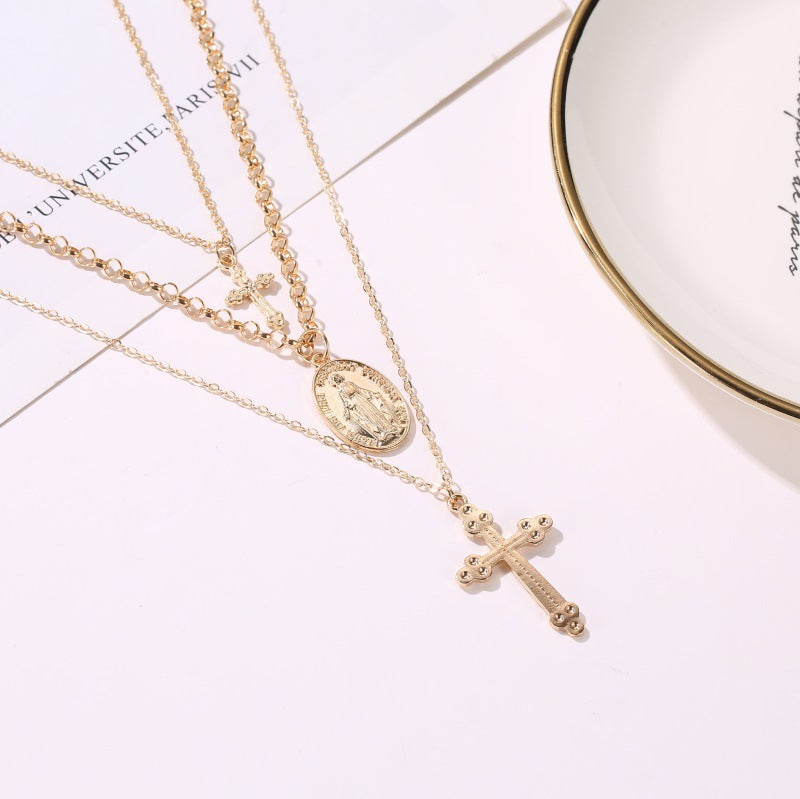 Women's Fashion Popular Twin Cross Metal For Necklaces