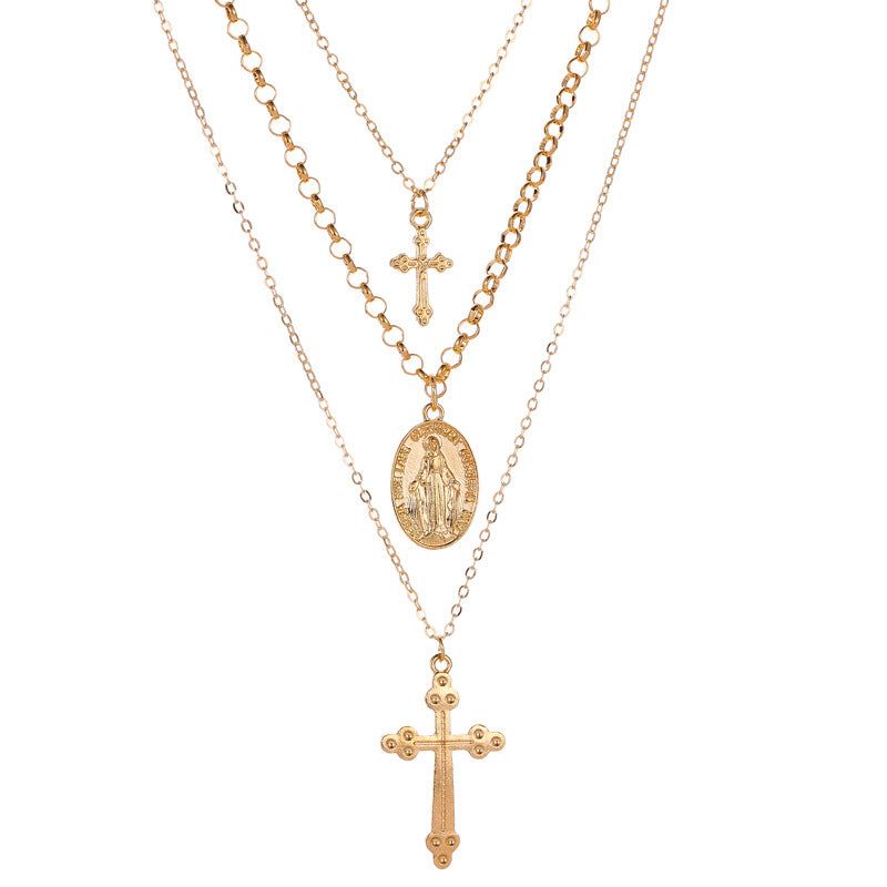 Women's Fashion Popular Twin Cross Metal For Necklaces