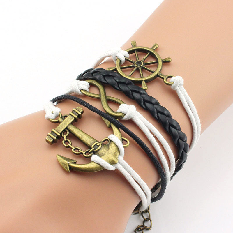 Boat Anchor Infinite Eight Layered Retro Bracelets