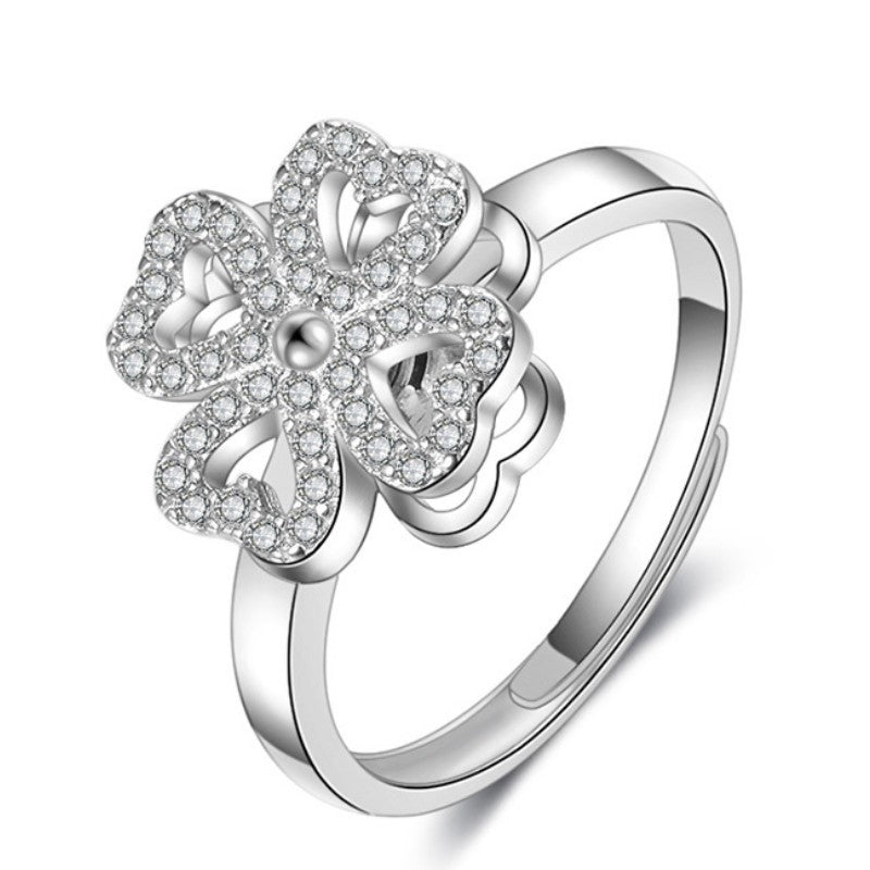 Women's Clover Spinning Simple Korean Style Open Rings
