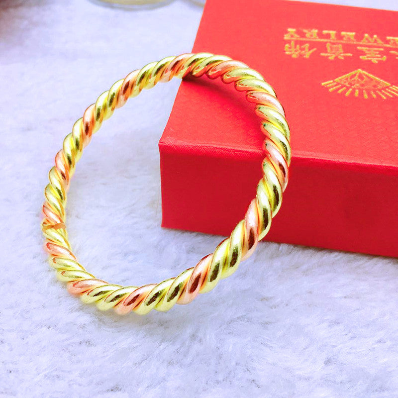 Women's Copper Two-color Twist Twisted Flower Open-ended Bracelets