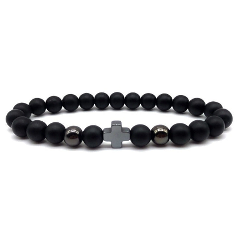 Men's Attractive Fashion Black Hematite Cross Bracelets