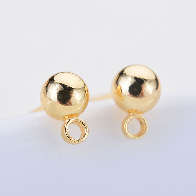 Real Gold Color Retaining Ball Needle Earrings