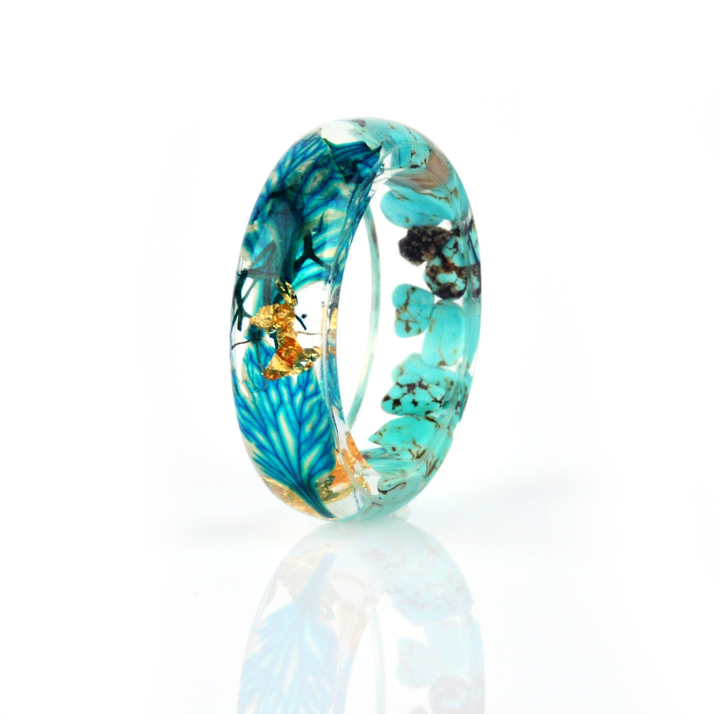 Resin Mori Style Fresh Handmade Gold Foil Ring