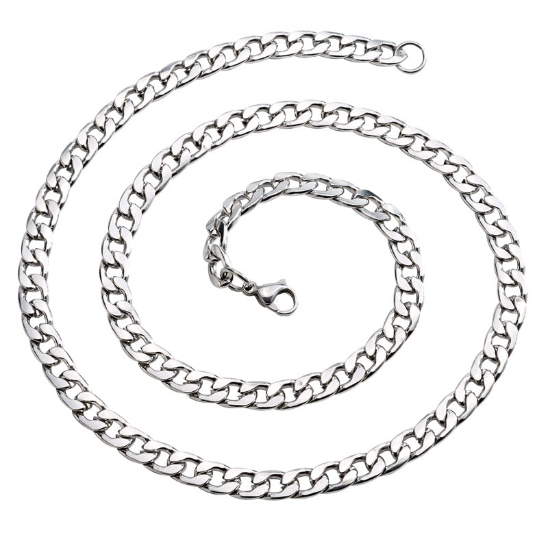 Women's & Men's Fading Cuban Link Chain Hip Hop Versatile Stainless Necklaces