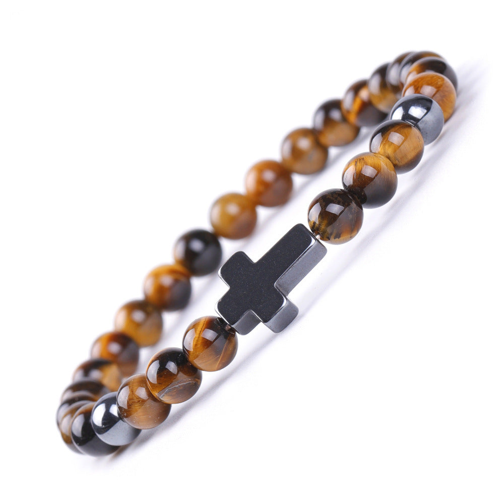 Magnet Cross Stone African Pine Map Bracelets