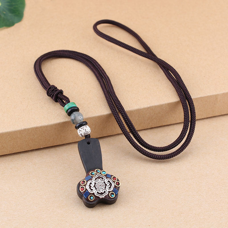 Women's Sweater Chain Retro Blackwood Antique Cotton Linen Accessories Necklaces