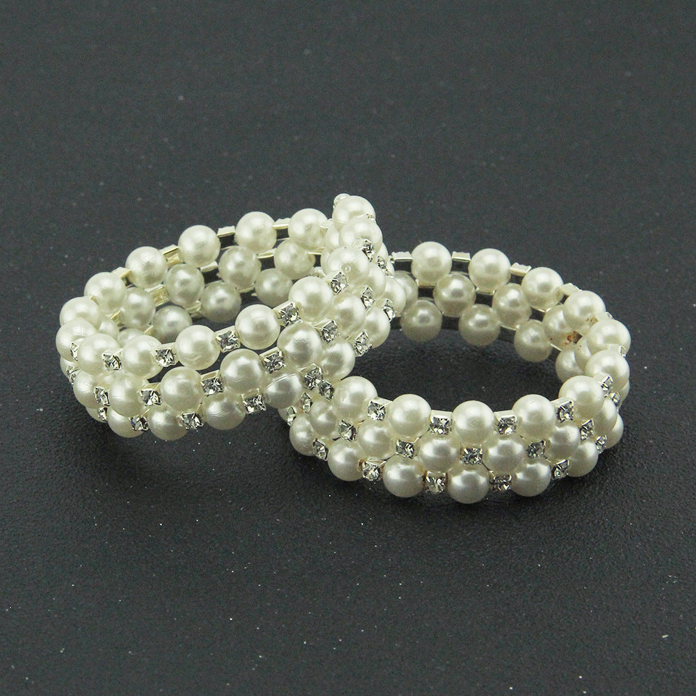 Pearl Diamond Wrist Korean Fashion Spiral Rings