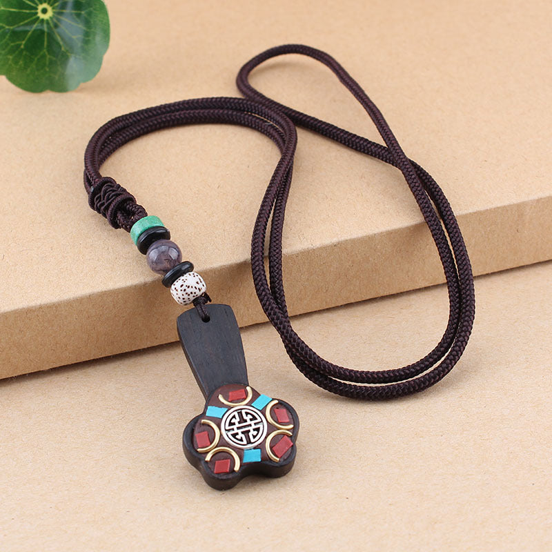 Women's Sweater Chain Retro Blackwood Antique Cotton Linen Accessories Necklaces