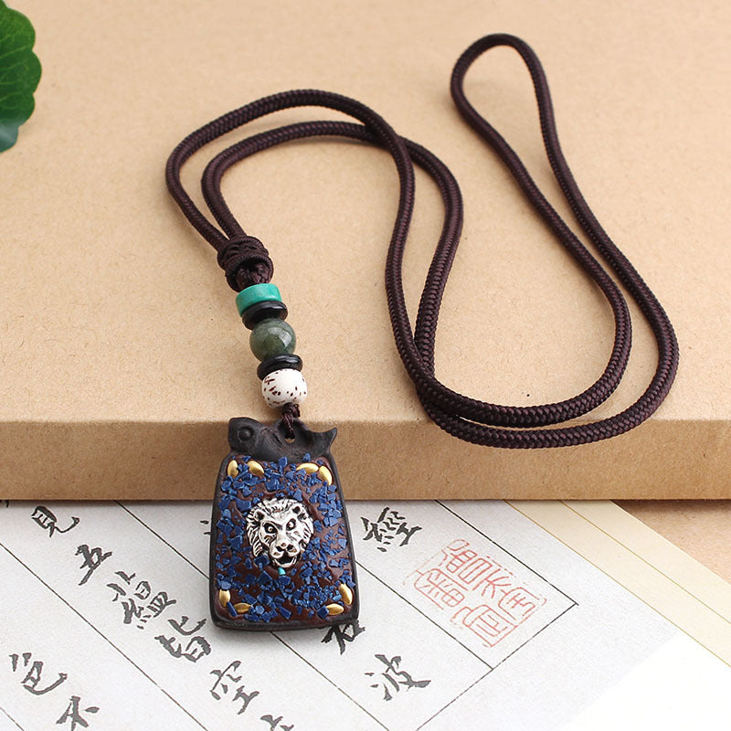Women's Sweater Chain Retro Blackwood Antique Cotton Linen Accessories Necklaces
