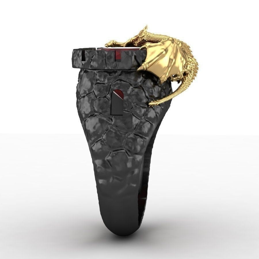 Men's Ornament Punk Goth Rock Personality Gold Two-tone Rings