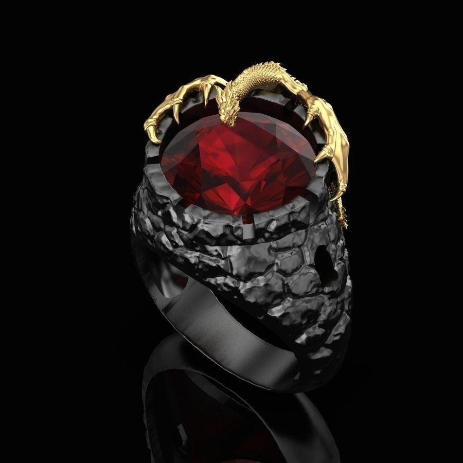 Men's Ornament Punk Goth Rock Personality Gold Two-tone Rings