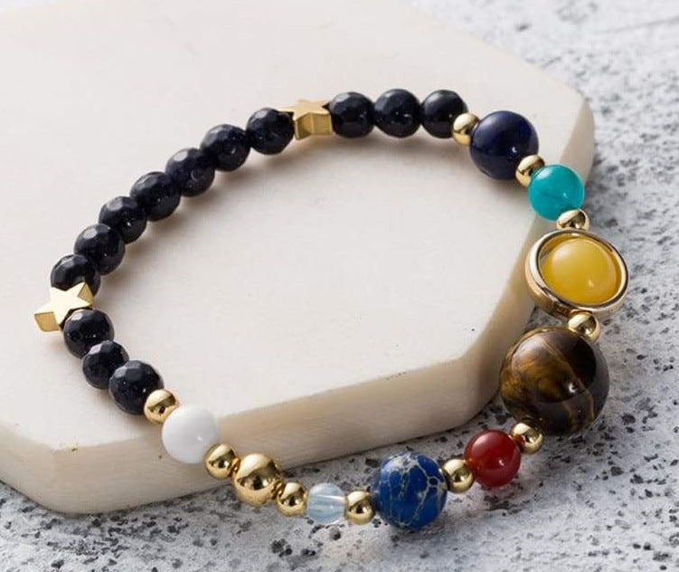Women's Universe Galaxy Solar System Eight Planets Guard Natural Bracelet