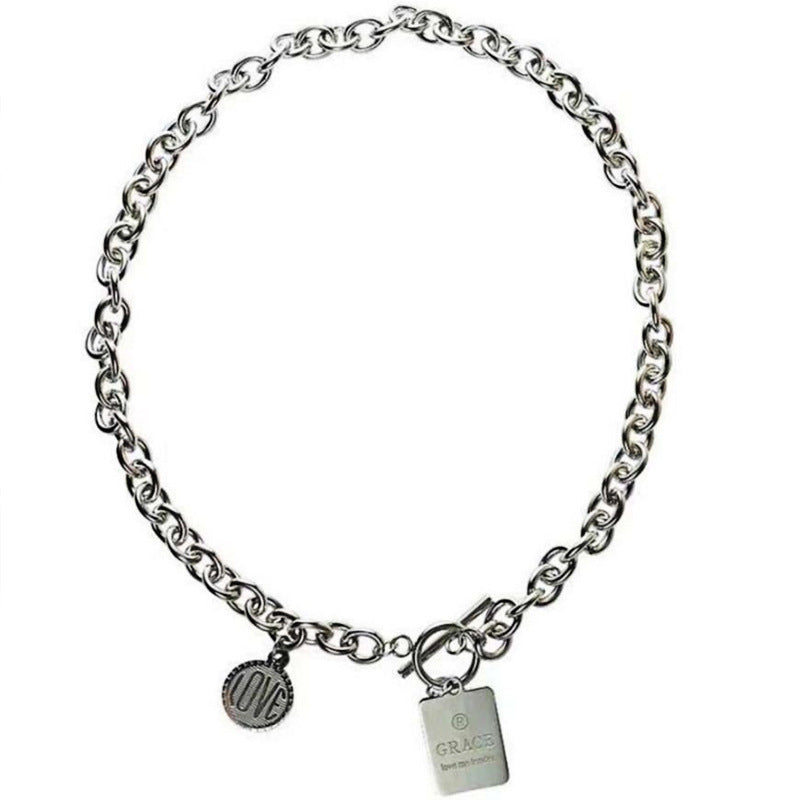 Women's & Men's Stainless Steel Letter Choker Combination Titanium Necklaces