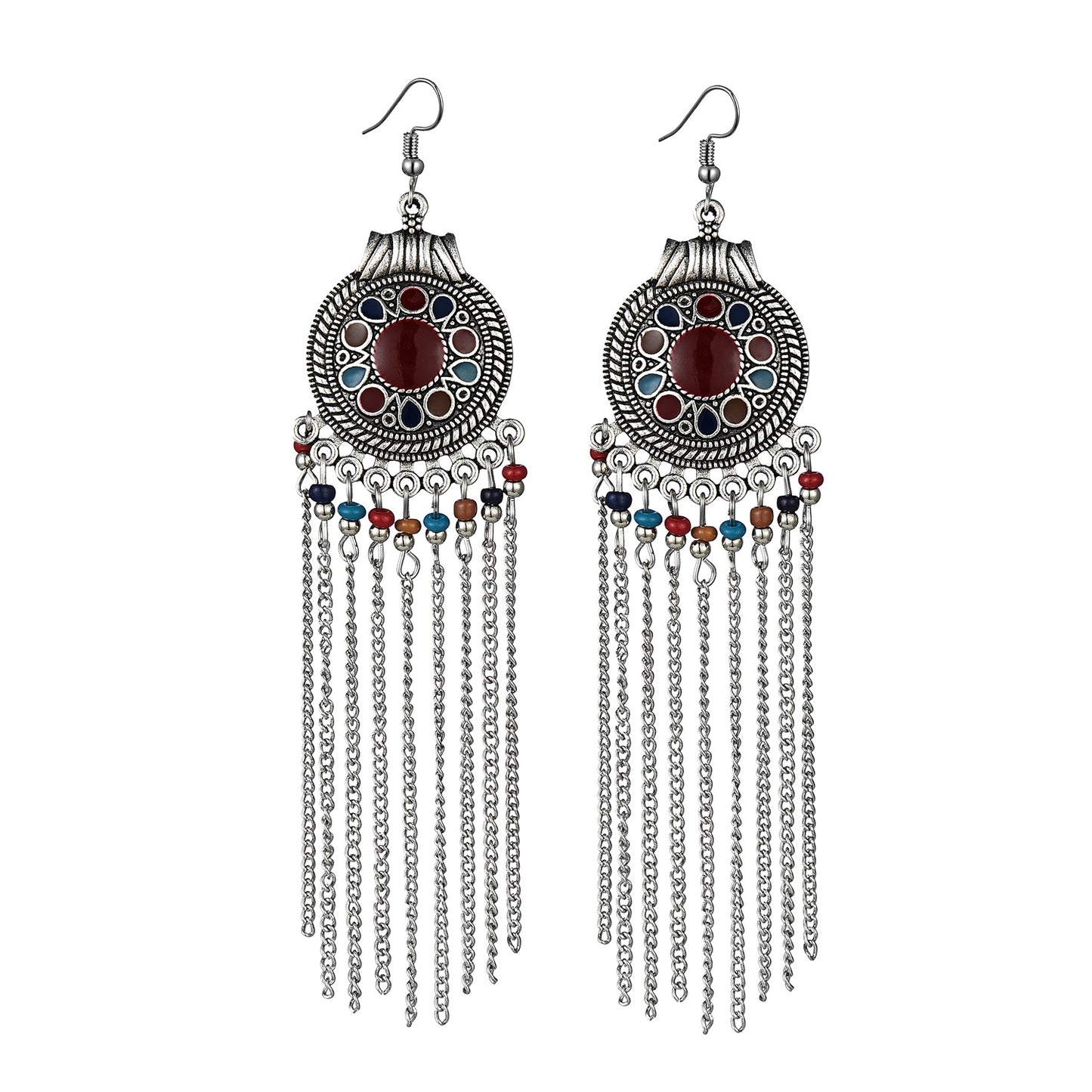Few Ethnic Retro Chain Long Fringe Earrings