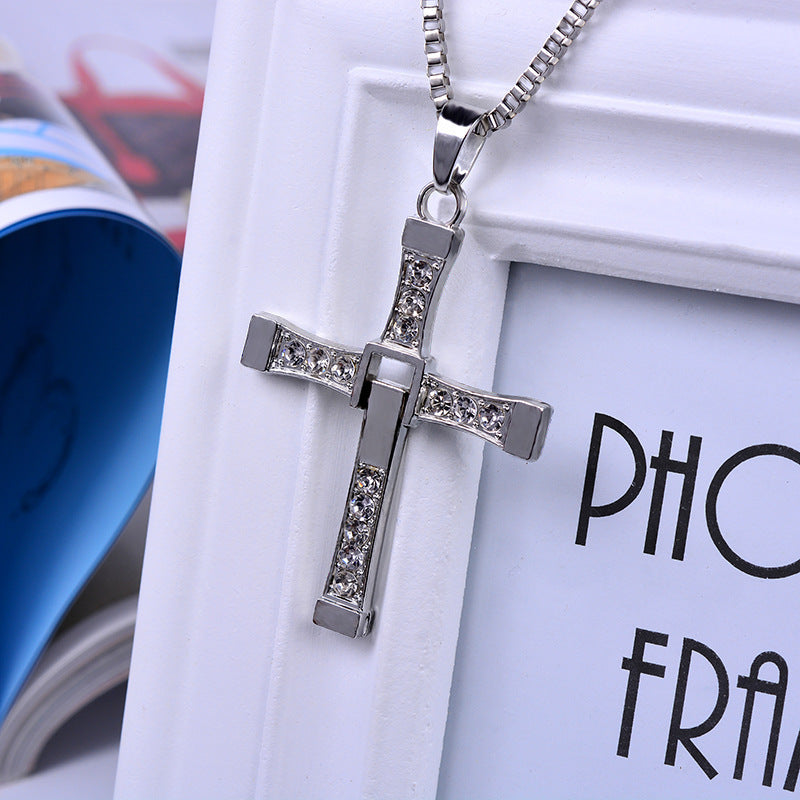 Cross Alloy Speed Passion With Diamond Necklace