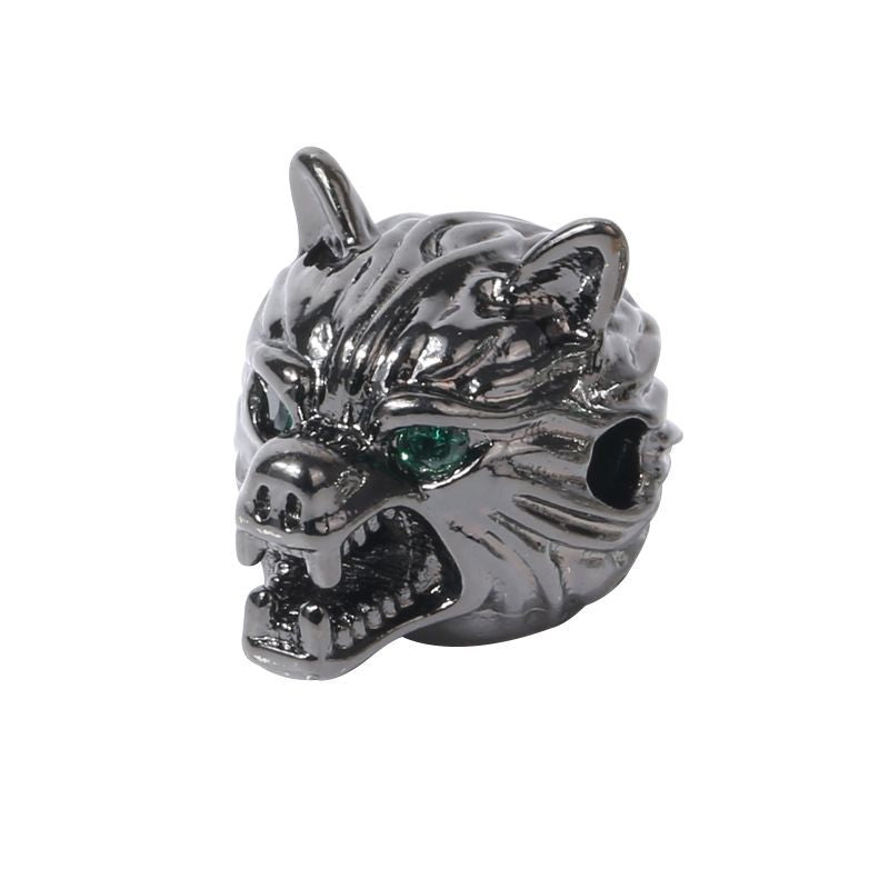 Men's Zircon Wolf Head Beads Beaded Woven Bracelet