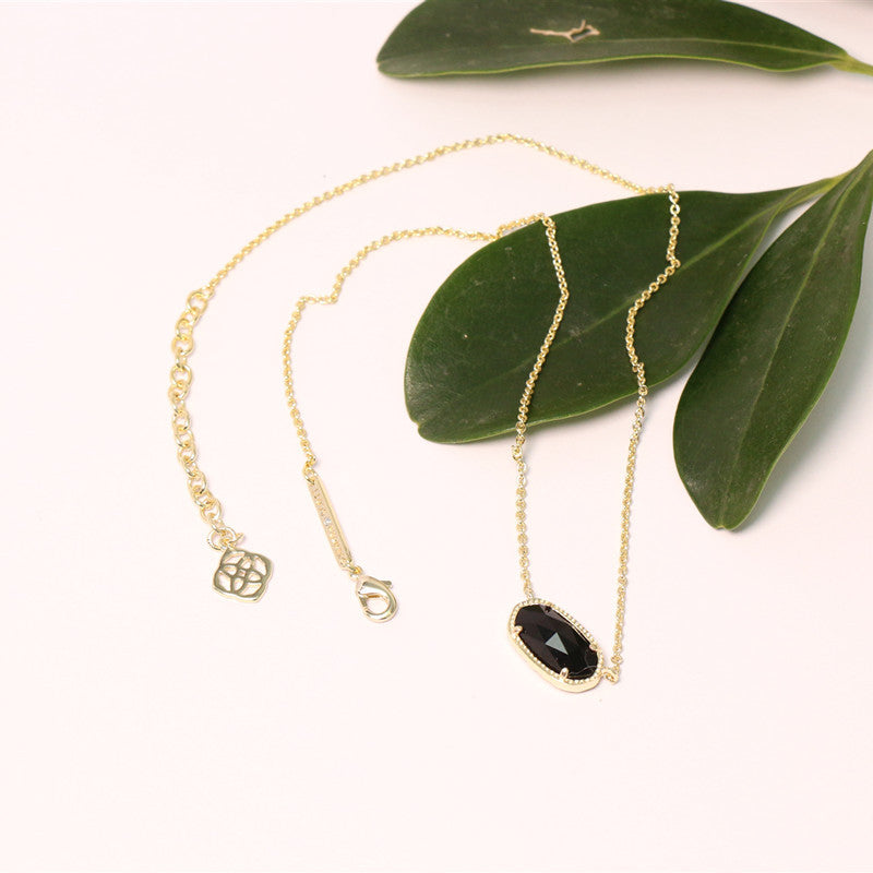 Oval Black Glass Female Accessories Fashion Pink Necklaces