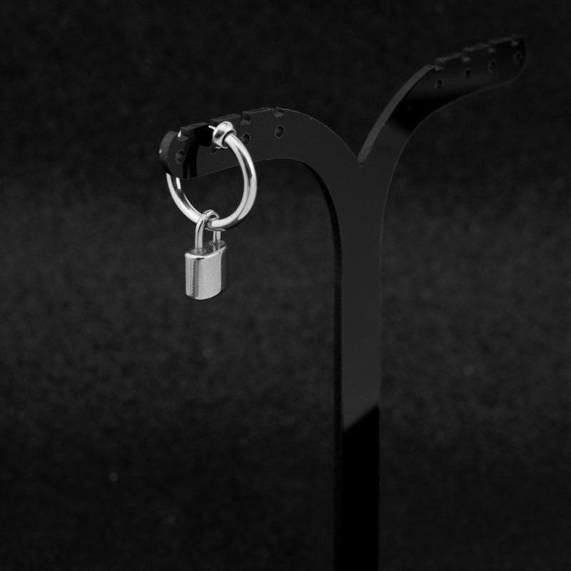 Lock Stainless Steel Unisex Style Ear Earrings
