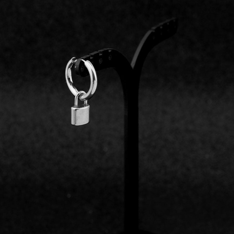 Lock Stainless Steel Unisex Style Ear Earrings