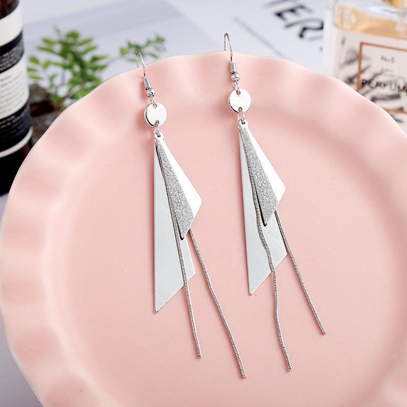 Women's Sier Pin Temperament Wild Metal Triangle Earrings