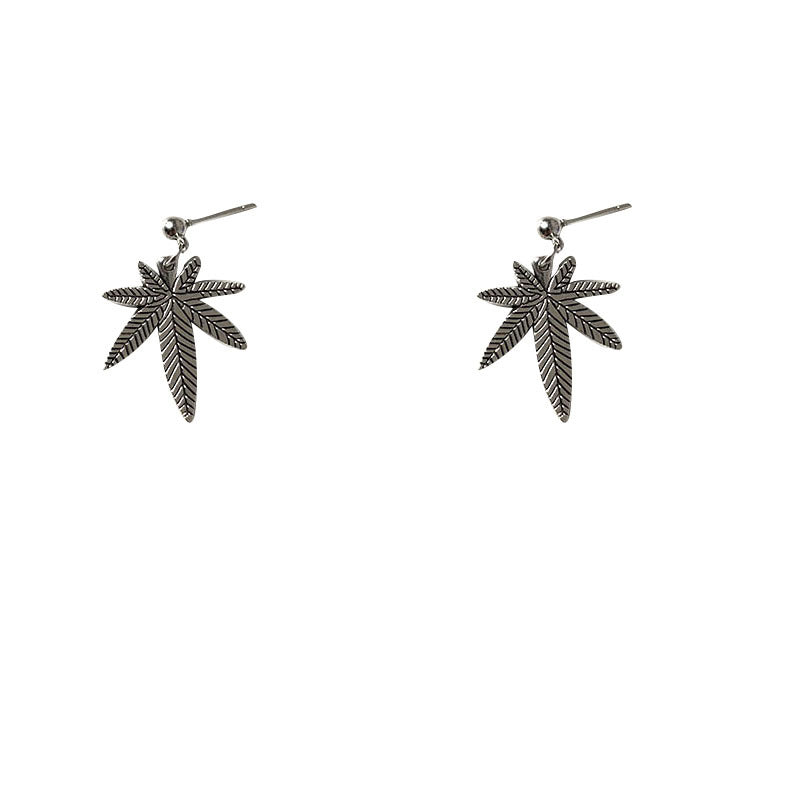 Hip Hop Frosty Style Maple Leaf Earrings