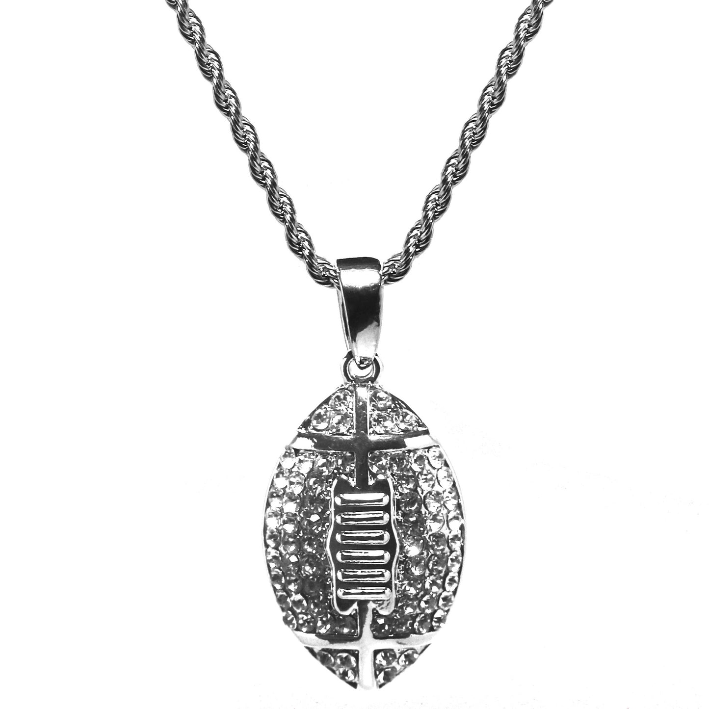 Glamorous Durable Men's Rugby Sports Diamond Necklace