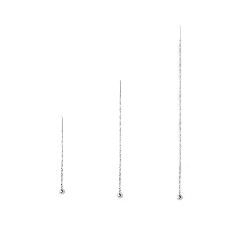 Sier Round Beads Simple Graceful Bean-shaped Female Senior Sense Ear Line