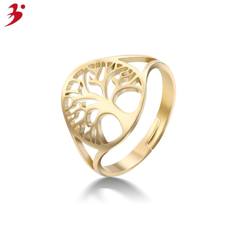 Women's Ornament Forest Retro Hollow Design Yggdrasil Rings