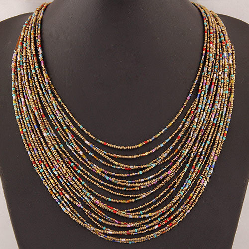 Ethnic Style Hand-woven Beads Stringed Multilayer Necklace