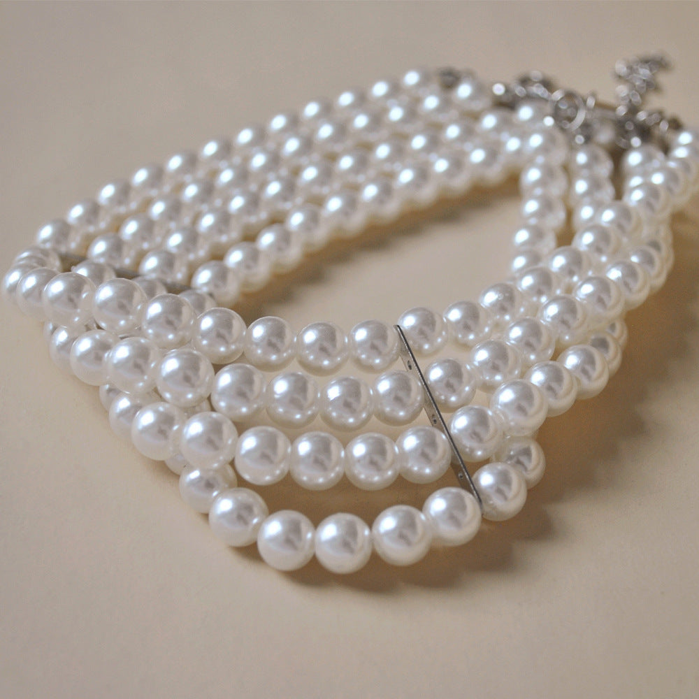 Classy Beaded Pearl Female Temperament Short Necklace