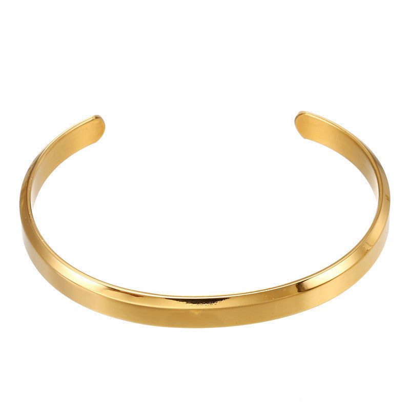 Men's Fashion Simple Titanium Steel Gold Plated Shaped Open Bracelets