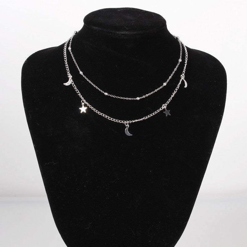 Moon Short Round Beads Clavicle Chain Necklaces