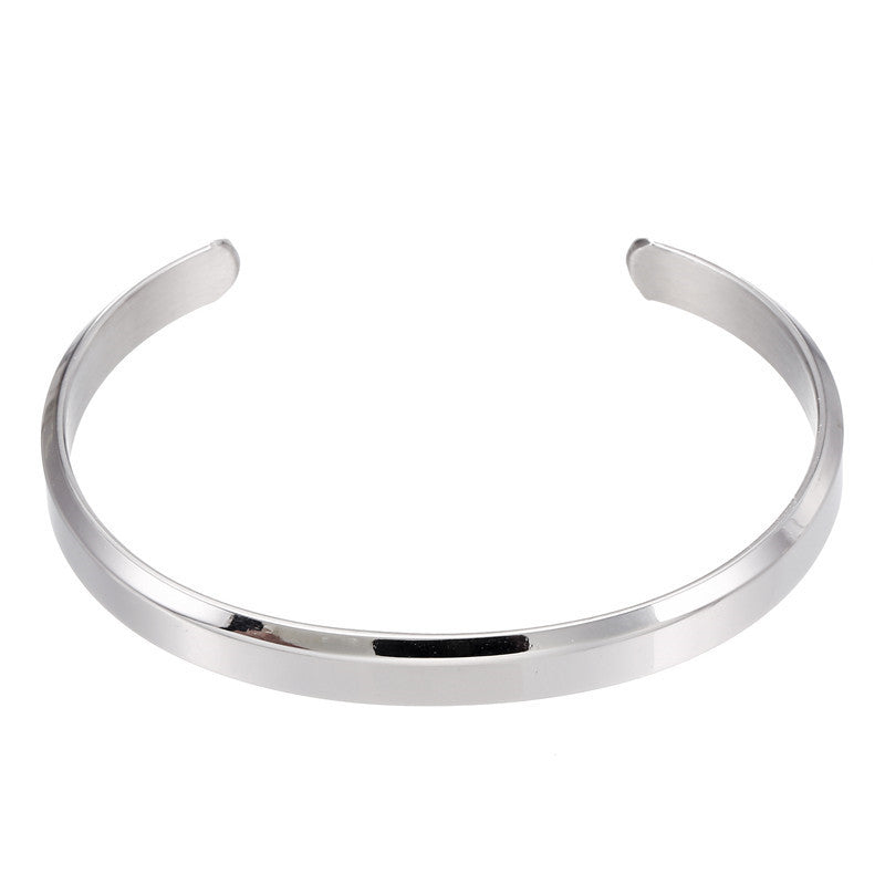 Men's Fashion Simple Titanium Steel Gold Plated Shaped Open Bracelets