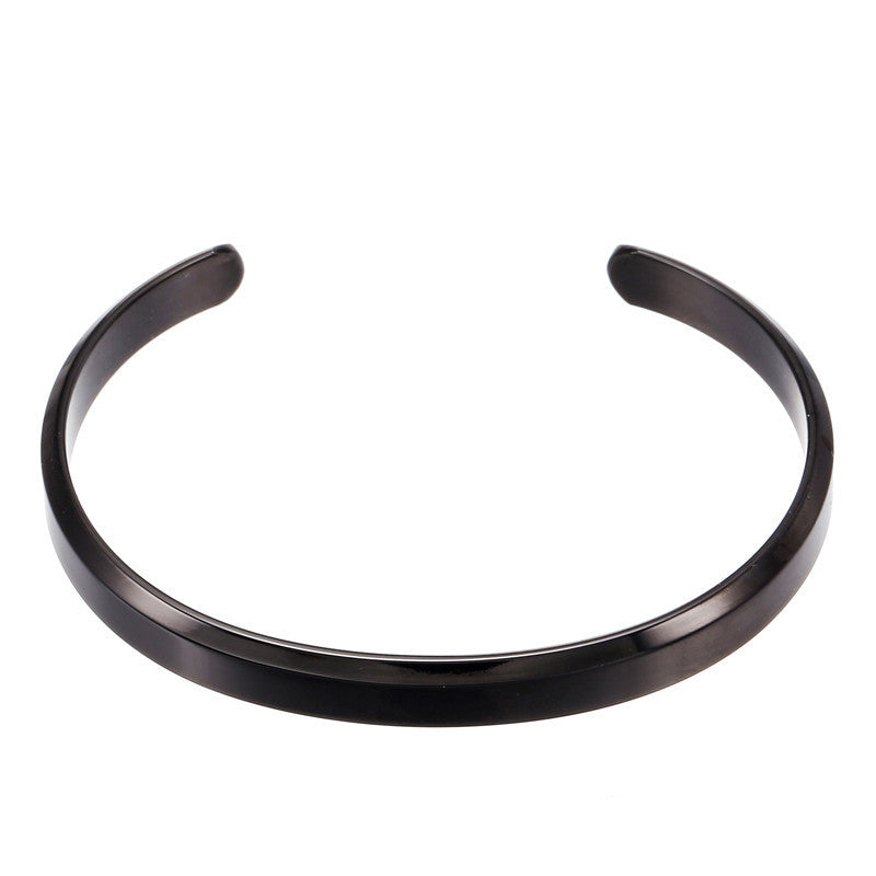 Men's Fashion Simple Titanium Steel Gold Plated Shaped Open Bracelets