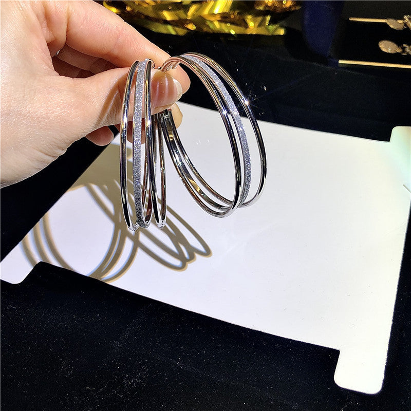 Women's Exaggerated Design Frosted Personality Fashion Trend Earrings