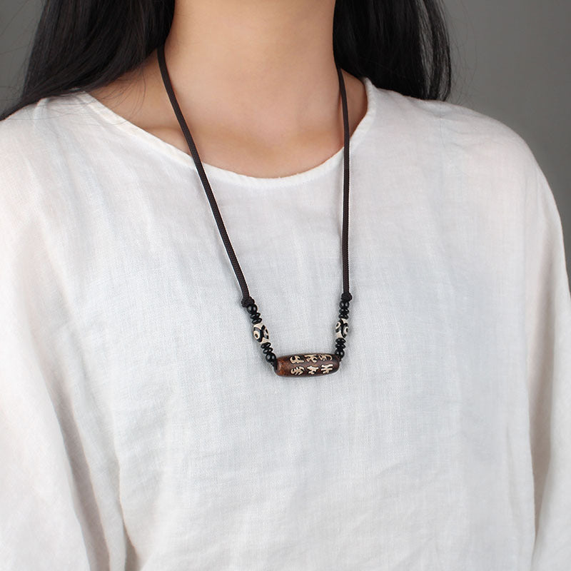 Women's & Men's Ethnic Style Tibetan Agate Bead Simple Cotton Necklaces