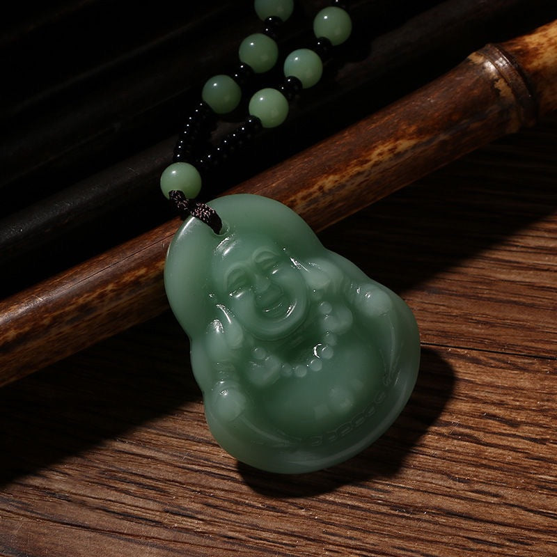 Boutique Jade Maitreya Avalokitesvara Emerald Couple Pendants