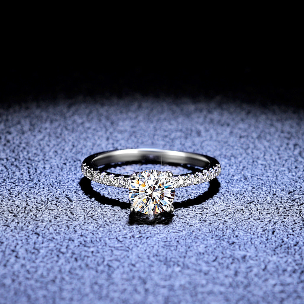 Sier Four Claw Moissanite Female Karat Wedding Rings