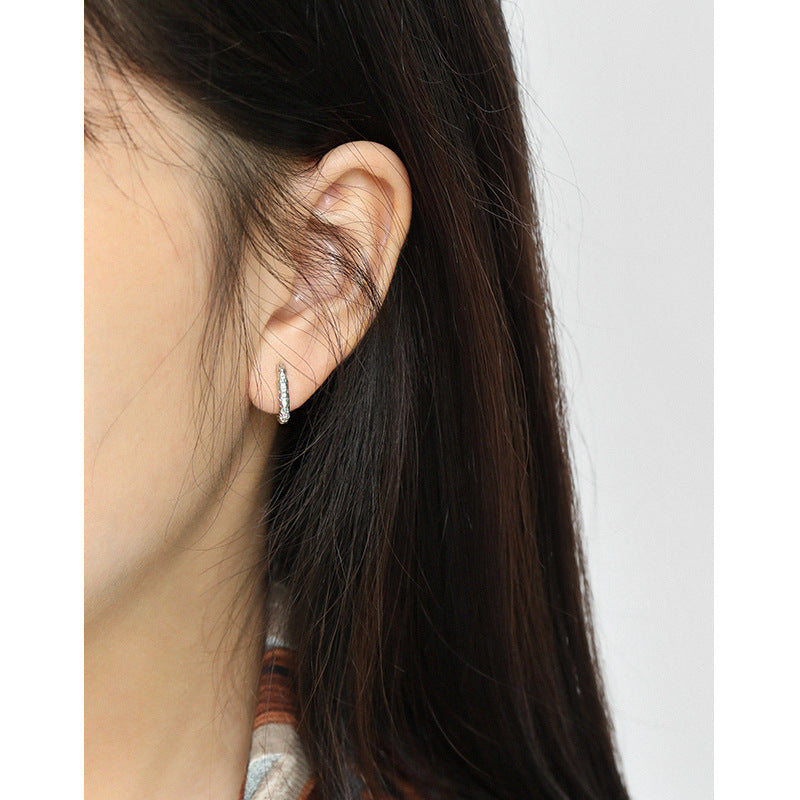 Korean Style Niche Oval Circle Texture Sterling Sier Female Rings