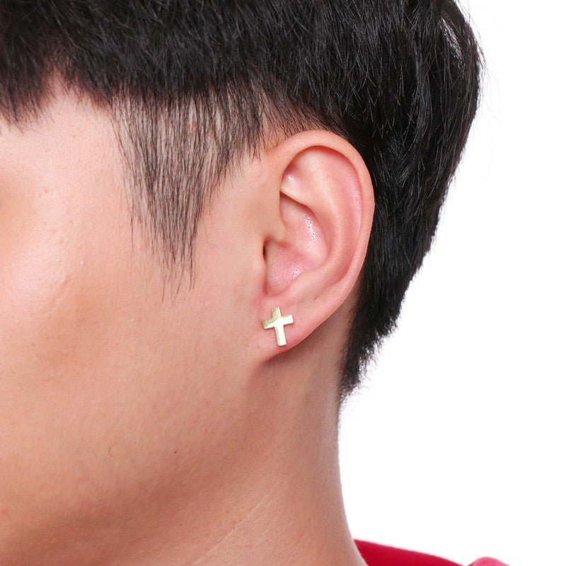 Men's Stainless Steel Popular Ornament Cross Colors Earrings