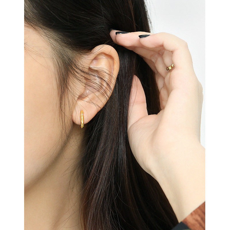 Korean Style Niche Oval Circle Texture Sterling Sier Female Rings